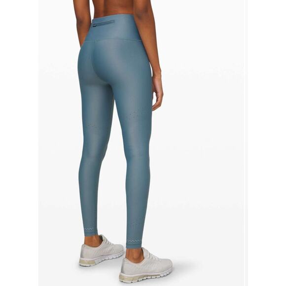 Lululemon Zoned In Tight 27" Leggings Ventilated Reflective Blue Charcoal 8 - Picture 1 of 14